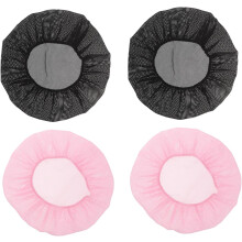 Lot de 4 bonnets de nuit en filet, réutilisables et lavables, pour dormir la nuit, coloris noir et rose.