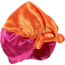Satijnen slaapmuts voor dames, elastische antislip haarkap voor krullend haar, modieuze slaapmuts met kleurblokken, geschikt voor gebruik 's nachts.