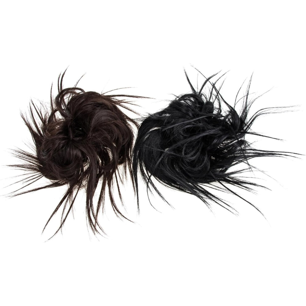 Hkhbjs Unisex 2Pcs Messy Bun Hair Scrunchies Synthetic Curly Hair Buns Rope High Temperature Silk Material Adds Volume For Daily Use And Wedding