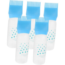 5pcs Hair Dye Applicator Bottles Scale Plastic Hair Oil Comb for Scalp Dyeing at Salon and Home Use