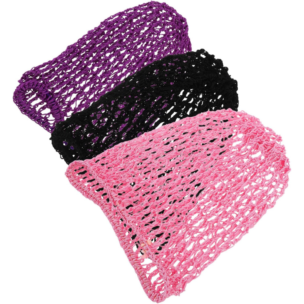 Hkhbjs 3Pcs Handmade Crochet Hair Nets Breathable Elastic Mesh Snood Caps