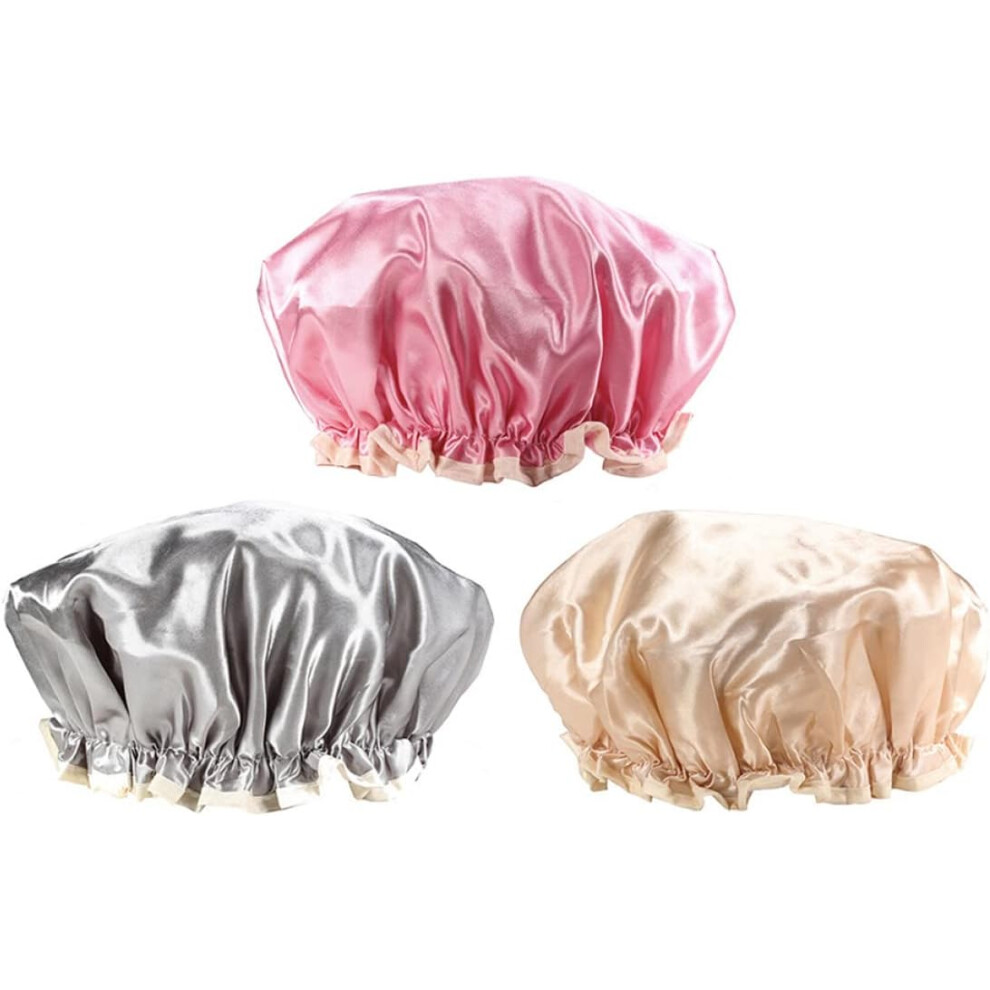 Hkhbjs 3Pcs Dustproof And Shower Caps Reusable Satin Bathing Caps For Women For Keeping Hair Dry During Shower Bath