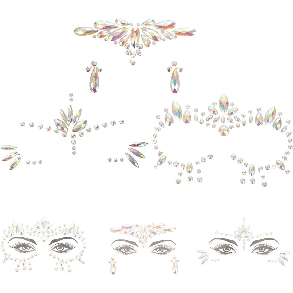 Hkhbjs Dark 3Pcs Glow In The Face Gems Stickers Fluorescent Rhinestone Luminous Face For Festival Party Halloween Makeup