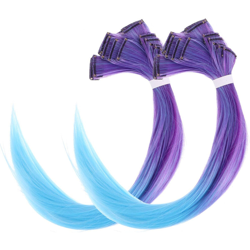 Hkhbjs 20Pcs Gradient Wig Hair Extension Hair Bundle Highlights For Party Styling Material Easy To Clip And Wear