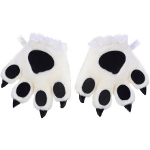 Tigerhandschuhe aus Plüsch, warme Winterhandschuhe, weißes Paar, weiches Plüsch für Cosplay und Kostüme