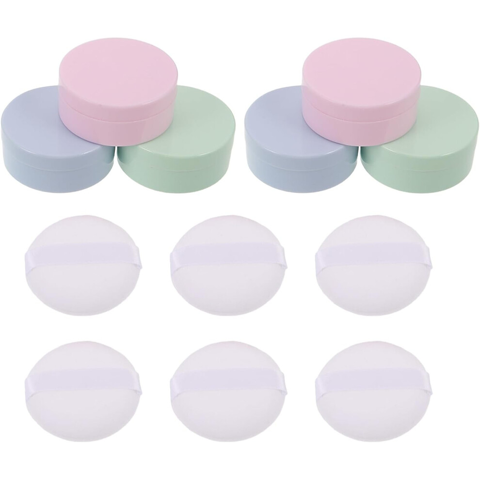Hkhbjs 6Pcs Loose Powder Box Mini Containers Refillable Portable For Cosmetic Makeup Powder Container Puff Plastic Makeup Jar Empty Mini