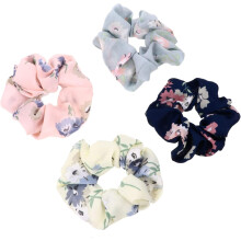 4 stk. blomsterhårbånd elastiske hårsnorer for kvinner scrunchies hestehaleholder tilbehør for daglig bruk fletting tilfeldig farge