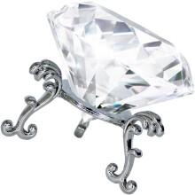 Presse-papier en cristal en forme de diamant de 6 cm avec support, idéal pour décorer un bureau ou un salon.