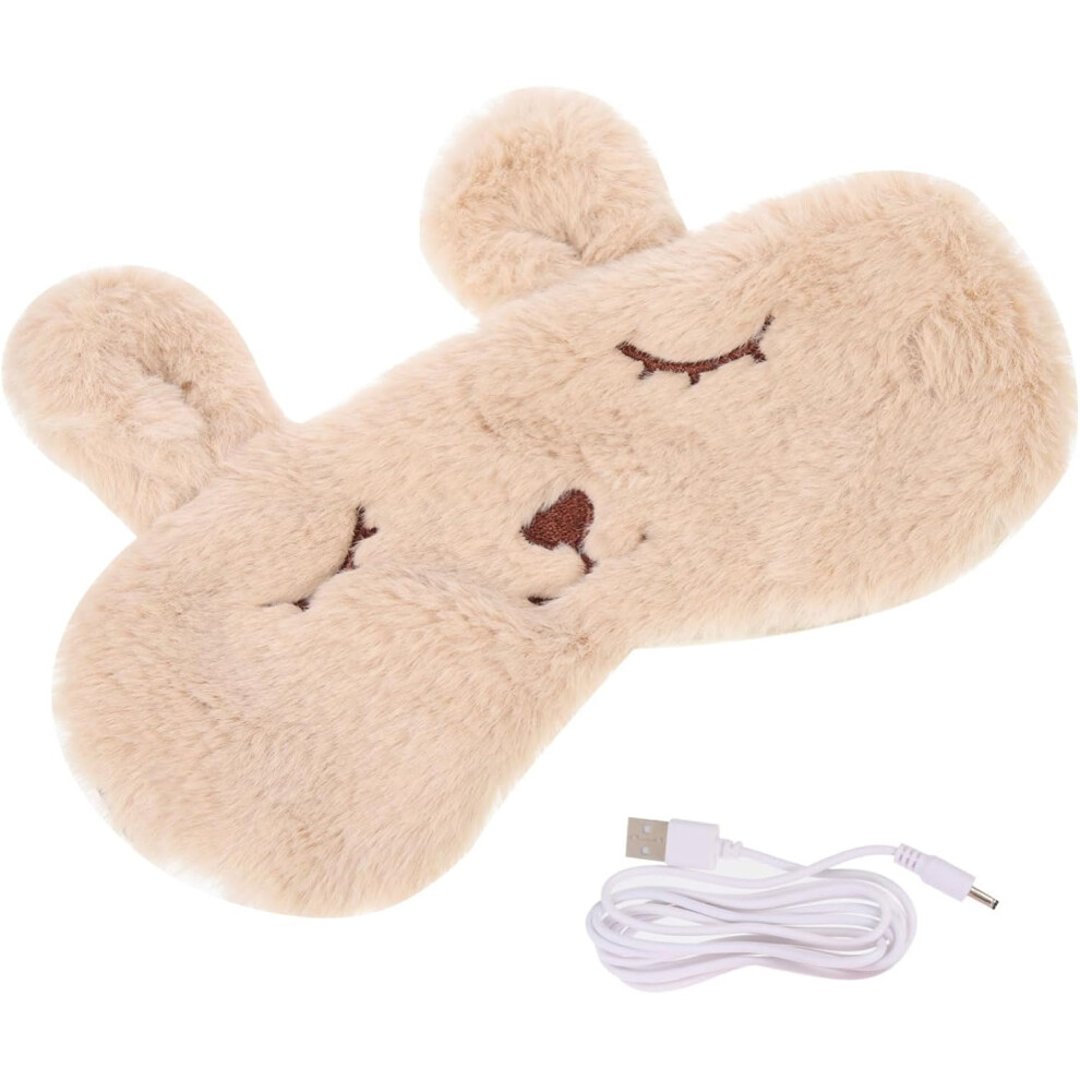 Hkhbjs Electric Usb Heated Eye Mask With 3D Steam Pad, Beige Bear Design, Temperature Control