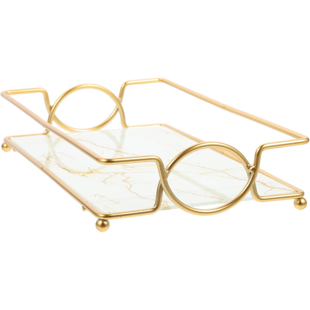 Hkhbjs White Bathroom Vanity Storage Holder Makeup Organizer Iron Glass Tray
