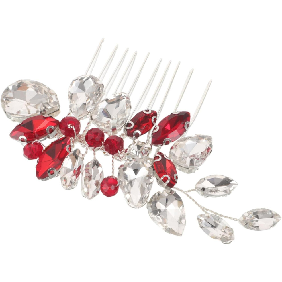 Hkhbjs Red Crystal Rhinestone Bridal Hair Comb For Bridesmaids Secure Side Comb Updo Accessory F