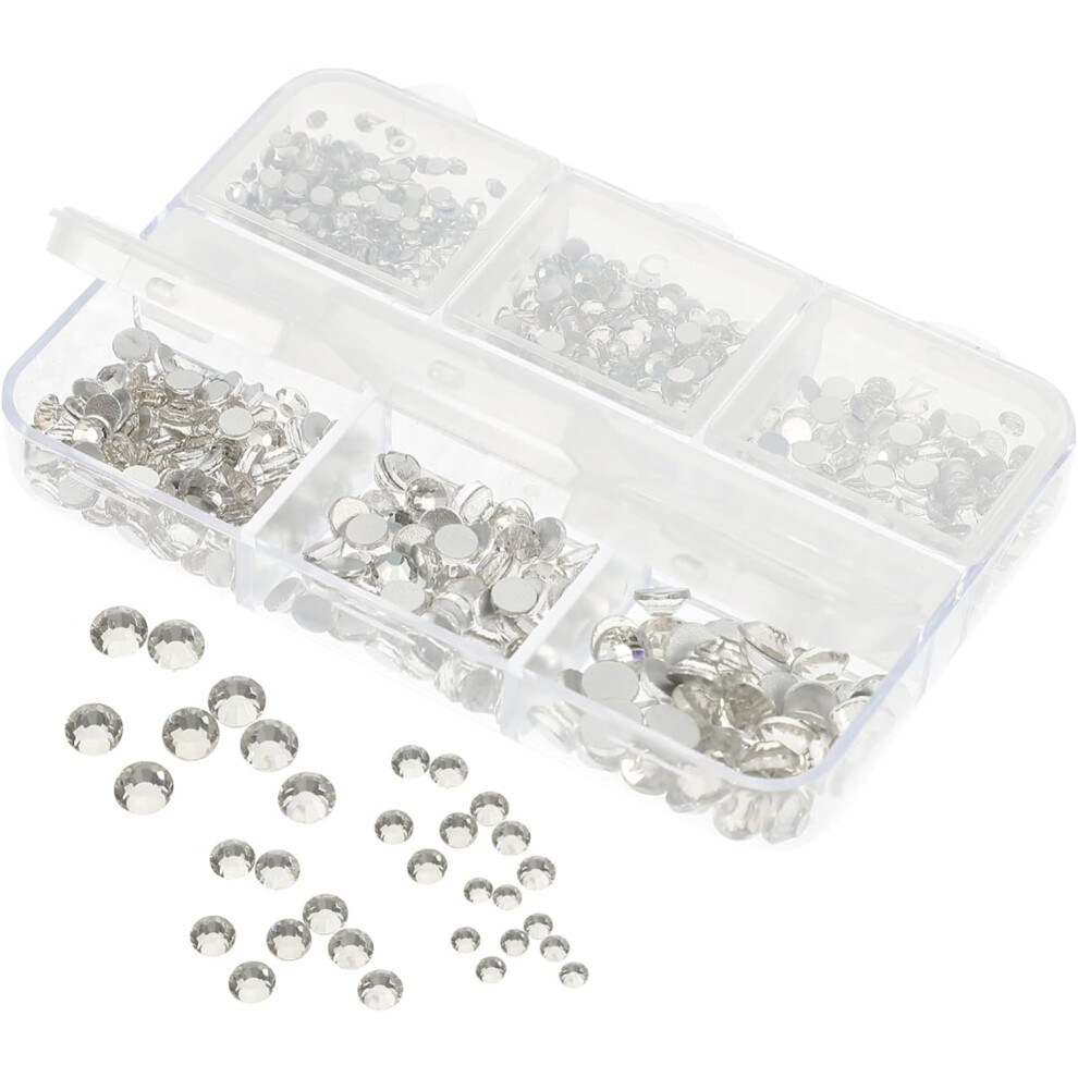 Hkhbjs Rhinestone Nail Art Charms 6-Compartment Flatback Diy Manicure Supplies For Crafts And Accessories