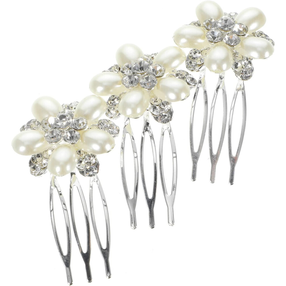 Hkhbjs 3Pcs Rhinestone Hair Comb Bridal Wedding Hair Accessories Pearl Combs For Women Bride Accessories Pieces For Wedding