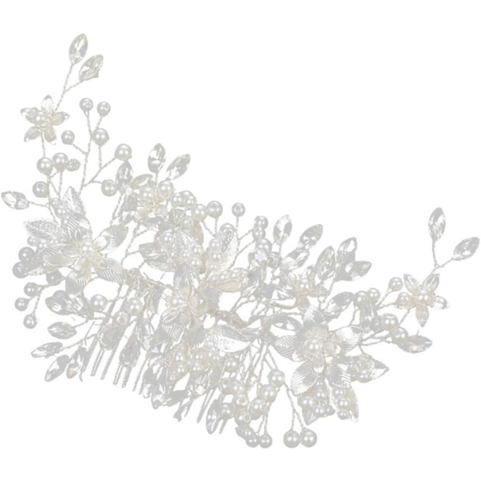Hkhbjs Pearl Leaf Hairpin Rhinestone Wedding Bride Hair Comb Clip Flower Hair Accessory For Women Side Comb