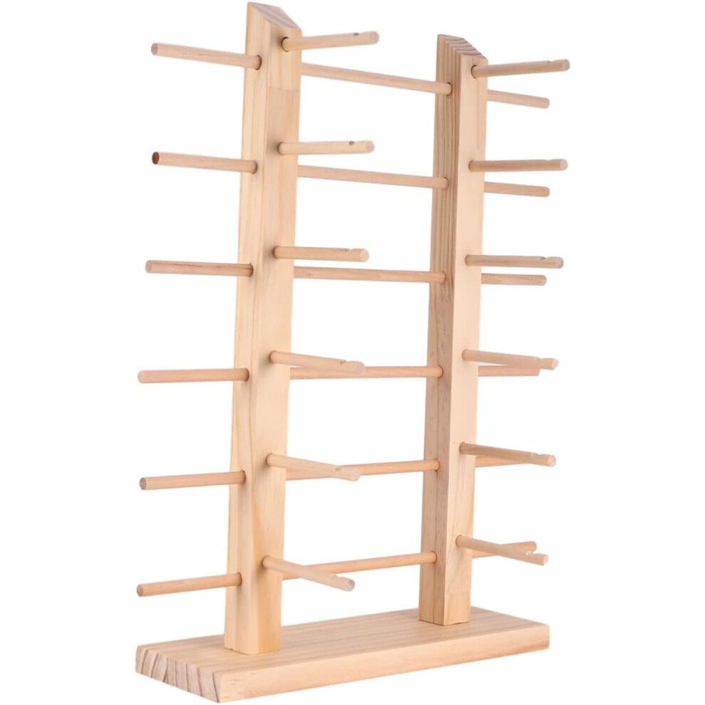 Hkhbjs Solid Pine Wood Eyeglasses Display Stand, Double Row 12-Pair Sunglasses Rack, Multifunctional Eyewear Storage Holder