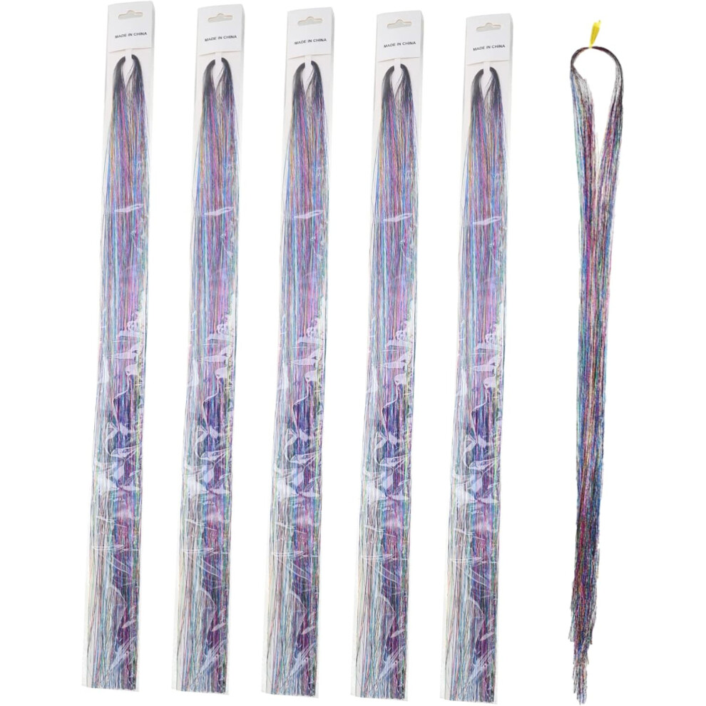 Hkhbjs Unisex Gold 750Pcs Colorful Hair Extensions Glitter Hair Extensions For Party Highlight Sparkle Tinsel Flairs For Girls Accessories