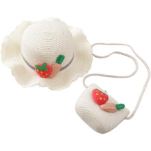 Set composto da cappello da spiaggia e borsa a tracolla, cappello da sole bianco per cosplay da 52 cm con tracolla regolabile.