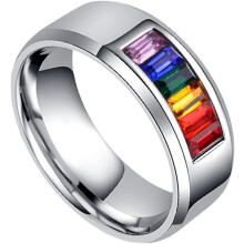 Bunter Strassring aus Titanstahl für LGBT-Pride – langlebiger Fingerschmuck
