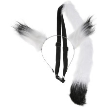 Fuchsohrenclips, Schwanzset, Cosplay-Accessoire, Fellaccessoire, Halloween-Kostüm-Requisite, Plüschschwänze, für Erwachsene
