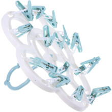 16-Clip azul meia secador roupas secadora rack com material Pp resistente ao calor e sem Burrs