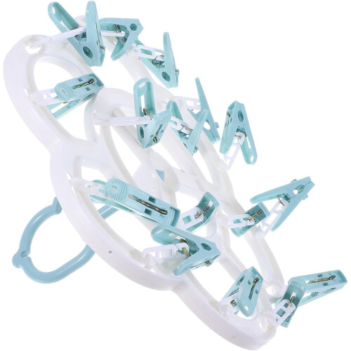 16-Clip azul meia secador roupas secadora rack com material Pp resistente ao calor e sem Burrs