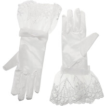 Elegante Satinspitzenhandschuhe für Damen, lange Brautaccessoires mit Schleifendetail