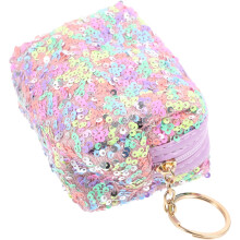Mini-Pailletten-Münzgeldbörsen-Schlüsselanhänger, Regenbogenfarben, kleines Reißverschluss-Geldbeutelchen für kompakte Accessoires