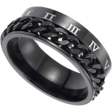 Eleganter Kettenring aus Titanstahl mit römischen Ziffern – robuster Unisex-Schmuck für Hochzeiten, Verlobungen und Jubiläen