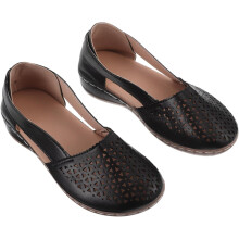 Keilsandalen mit durchbrochenem Muster für Damen, klobige Sandalen mit niedrigem Absatz, geschlossene Zehenpartie, atmungsaktives Freizeitschuhwerk