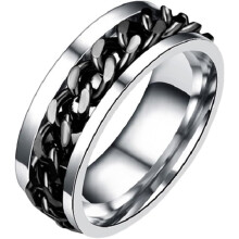 Zarter Edelstahl-Fingerring für Herren, schlichtes und schickes Design, einzigartiger Print, langlebiger Schmuck für Jungen und Männer.