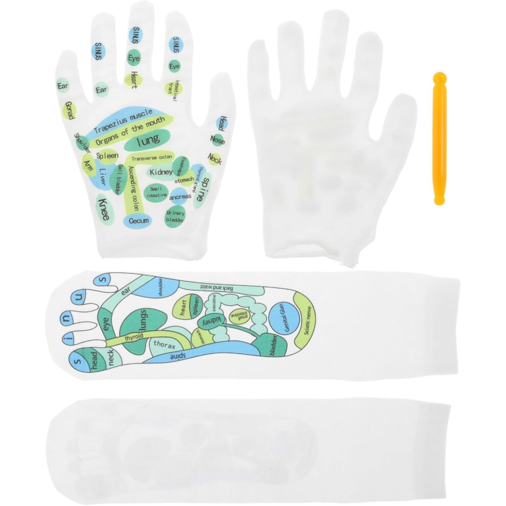 Hkhbjs Reflexology Foot Massage Socks And Gloves Kit Acupoint Chart Breathable Cotton Material Stick