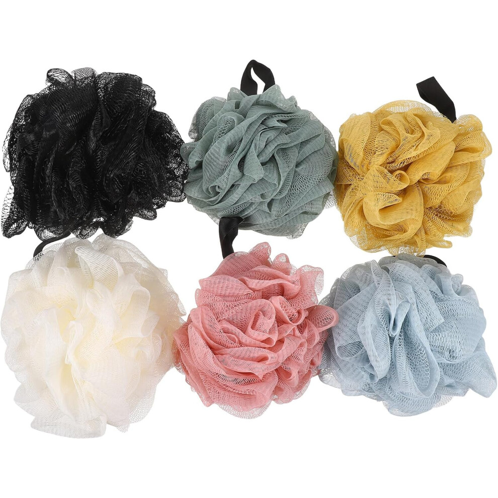 Hkhbjs 6Pcs Mesh Loofah Sponge Shower Pouf For Exfoliating Bath Routine Reusable Gentle Body Scrubber Shower Accessories