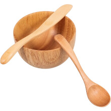 3-teiliges DIY-Masken-Schalen-Set aus Holz mit Applikatorlöffel und Applikatorstäbchen