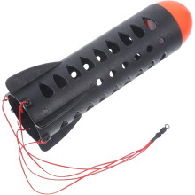 Cage à appâts en forme de panier pour la pêche à la carpe, avec distributeur d'appâts et lanceur.