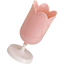 Rosa Tulpen-Stiftehalter, niedlicher Kunststoffbecher für Stifte, Make-up-Pinsel-Organizer, Schreibtischaufbewahrung