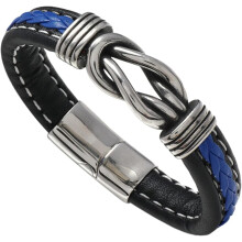 Herren-Lederarmband mit Magnetverschluss, stilvolles zweifarbiges PU-Armband mit Edelstahlverschluss, leicht zu öffnendes Magnetarmband