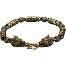 Vintage-Armband aus antikem Kupfer mit Drachenmotiv für Herren, 24 cm, chinesischer Stil, Retro-Ästhetik, Armbandschmuck