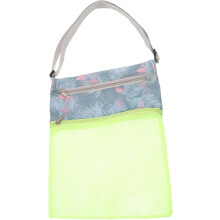 Bolsa de playa de malla para recoger conchas con doble cremallera, resistente al desgaste y portátil.