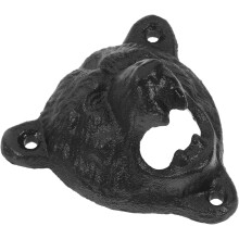 Wandflaschenöffner aus Gusseisen, Bärenkopf, rustikales schwarzes Metall, robuste Konstruktion, Wandmontage