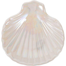 Portaanelli in ceramica, vassoio portagioie a forma di conchiglia, vassoio decorativo bianco con texture fine