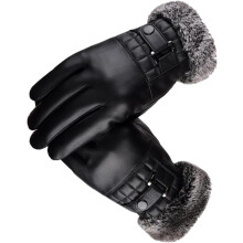 Dicke, warme, winddichte PU-Handschuhe für Herren, Touchscreen-kompatibel