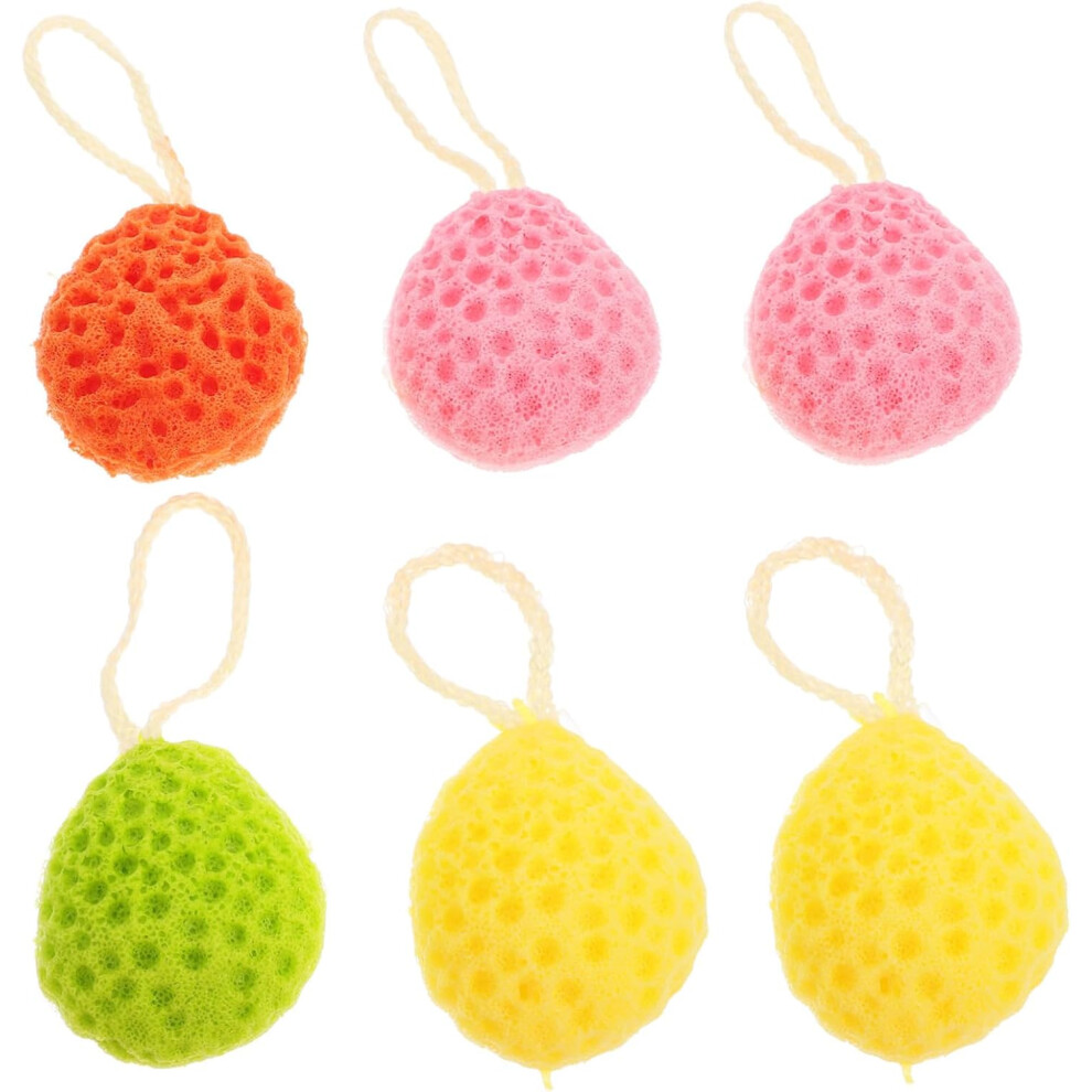 Hkhbjs 6Pcs Non-Latex Drop-Shaped Honeycomb Style Bathing Sponge Scrubbers Shower Sponge Exfoliator Bath