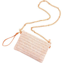 Damen-Schultertasche mit Kette, Strandtasche, vielseitig kombinierbarer Kosmetikbeutel, Outdoor-Handtasche mit Handyaufbewahrung in Hellbeige