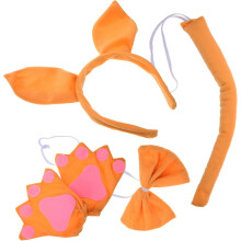 Tierkostüm-Set mit Känguruohren-Stirnband, Schwanz und Handschuhen für Damen, Jungen und Mädchen