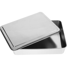 Moule à tiramisu rectangulaire réutilisable en acier inoxydable avec couvercle, 28 x 22 x 6 cm