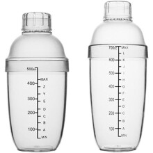2er-Pack Shaker-Flaschen, 530 ml und 700 ml, aus Polycarbonat, messbar, hitzebeständig, mattiert, modernes Design
