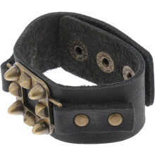 Punk-Armband für Herren, Retro-Rock-Armband aus schwarzem Echtleder, Schmuck für Herren, lässiges Modeaccessoire