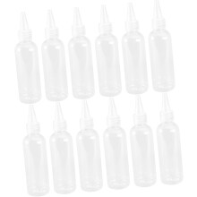 12pcs Plastic Hair Dye Bottles Hair Coloring Bottle Pointed Mouth for Salon Use Refillable Storage for Dye Products Random Color