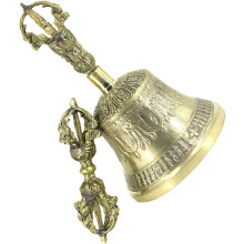 Fünfsträngige Vajra-Glocke aus Messing mit abnehmbarem Griff, dekorativ, filigran, ansprechende Optik und Haptik