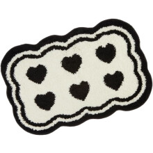 Saugfähige Badematte, waschbarer Badezimmerteppich, weiß, Polyester, herzförmig, rutschfeste Bodenmatte